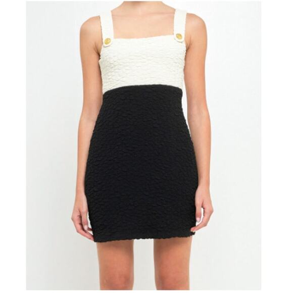 Endless Rose Popcorn Knit Color Block Sleeveless Mini Dress Square Neck Large - Picture 1 of 10